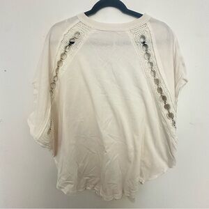Free People Cream Lace Detail Blouse